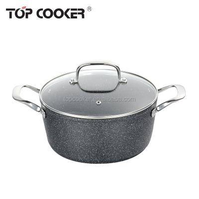 China Sustainable High Grade Cookware Reoona Aluminum Forged Marble Coated Casserole With Lid for sale