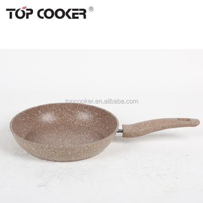 China Sustainable Aluminum Ball Blowing Marble Stone Coating Frying Pan for sale