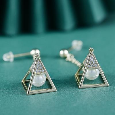 China TRENDY Grace Jewelry 2023 Hot Custom Fashion Charm Zircon Freshwater Pearl Gold Plated Earrings Women Luxury for sale