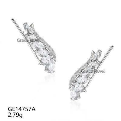 China TRENDY Grace Jewelry Cool Fine Modern Design Zircon Wings Shape Silver Elegant Fashion Jewelry Earrings for Women for sale