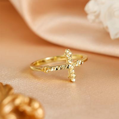 China Trendy Grace Jewelry  Personalized Cross Gold Plated Fine Custom Wholesale Jewelry Sterling Silver 925 Rings Women for sale