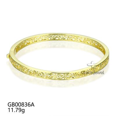 China TRENDY Grace Jewelry Hollow Luxury Unique Fine Fashion 18K Gold Plated Zircon Jewelry Women Bangle for sale