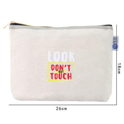 China Eco-Friendly High Quality Simple Fashion Customizable Cotton Canvas For Women Men Wash Gold Zipper Makeup Cosmetic Bag for sale