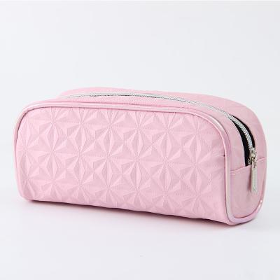 China Custom Wholesale Women's Toiletry Bag Makeup Cosmetic Bag Organizer Brush Case Durable China Factory Travel PU Pink Cosmetic Bag for sale