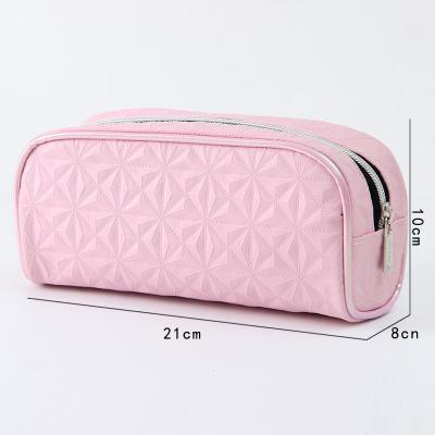 China Large Diamond Durable Simple Fabric Fashion Candy Color Girls Waterproof Women Travel PU Makeup Bag for sale