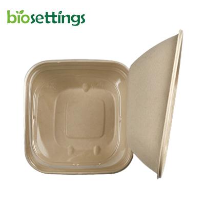 China Minimalist Disposable Biodegradable Oblique Mouth Bowl Food Container with Pet Lid Slope Compostable Salad Bowl for sale