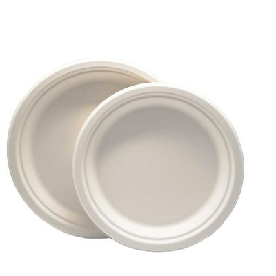 China 10 Inch Disposable Round Compostable Biodegradable Sugar Cane Bagasse Pulp Dishes for sale