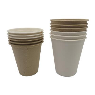 China 260ml 8oz dia80*91mm FREE Disposable Compostable Biodegradable Drinking Cup PFAS Sugarcane Bagasse Pulp Coffee Milk Cup for sale