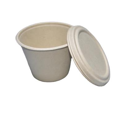 China 500ml dia125*72mm disposable drinks cup with lid PFAS FREE sugarcane bagasse pulp coffee compostable biodegradable milk cup for sale