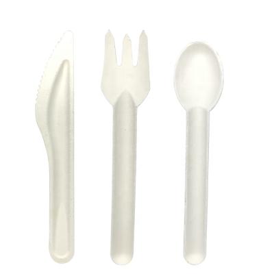 China Sugarcane Biodegradable Bagasse Disposable Cutlery Set Compostable Knife Fork Spoon 160 mm for sale