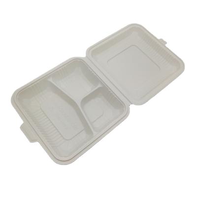 China 1200ml disposable 9 inch cornstarch food container biodegradable disposable bowl with 3 compartments for sale