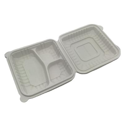 China 3 Compartment Disposable Eco-friendly Cornstarch Food Container Cornstarch Biodegradable Food Container for sale