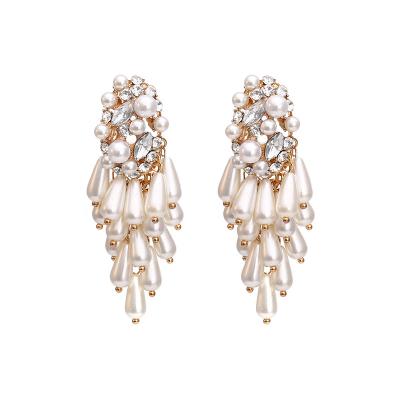 China New Fashion Trendy Luxury Dangle Rhinestone Drop Earrings Long Hanging Ear Line For Women for sale