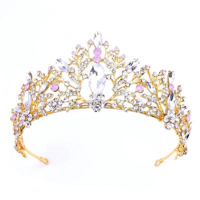 China Durable Hair Crown Bridal Hair Accessories Crown For Queen Gold Crown Rhinestone Tiara for sale