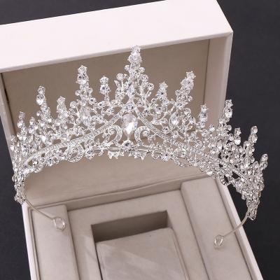 China Durable Luxury Crystal Double Layer Hair Crown Headdress Fashion Bridal Pageant Prom Crown Tiaras for sale