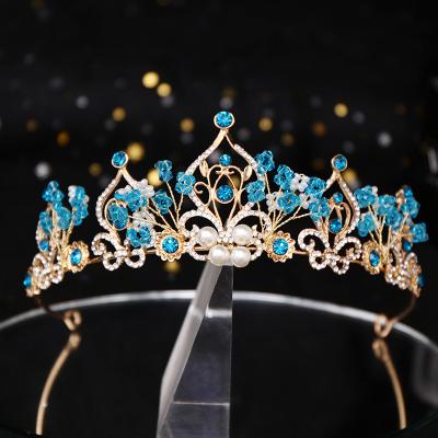 China Durable Baroque Bridal Royal Circle Crown Pearl Hair Accessories Bridal Hair Crown Headpiece for sale