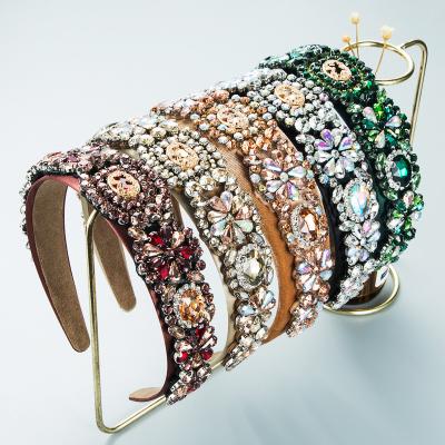 China 2020 New Colorful Baroque Full Edge Diamond Headband Crystal Pad Women Geometric Wide Goods for sale