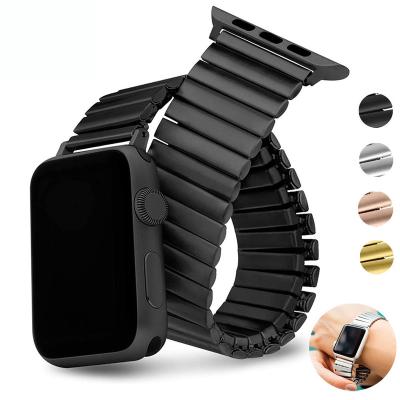 China Printing Solid Stainless Steel Strap Elastic For Apple Watch Band 44mm 40mm 42mm Watch Band For Iwatch 6 Se Band Luxury Strap 5 4 3 for sale