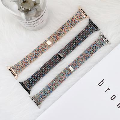 China Luxury Charm Diamond Bing Band Compatible with Apple Watch Band Stainless Steel Straps Jewelry Replacement Metal Bracelet Strap For iWatch for sale