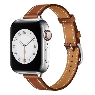 China Business Smart Watch Strap For Apple Watch Band 38 42mm Series SE 7 6 5 4 3 2 Women Leather Watch Band With Pin Buckle 41mm 45mm Strap for sale