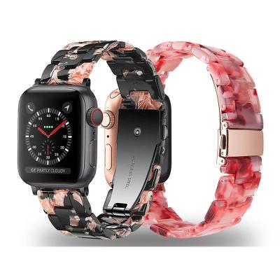 China Luxury Resin Straps For Apple Watch Band 7 42mm 38mm 41mm 45mm Correa Buckle Transparent Watch Band For iwatch 6 5 4 Strap for sale