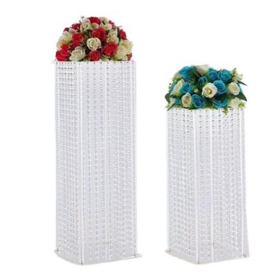 China Easy Assemble Acrylic Pillar Centerpiece Stand Decorative Crystal Chandelier Wedding Tabletop Flower Vase to Wedding Flower Stand for sale