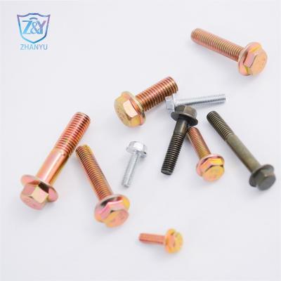 China Hex Head Flange Bolt Motorcycle Parts White Zinc Full/Half Thread High Quality à venda