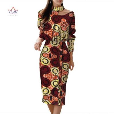 China New Arrival Summer African Dress Ruffled Midi To Dress Traditional African Batik African Traditional Dress Cotton Dresses Cotton Ethnic Dress for sale