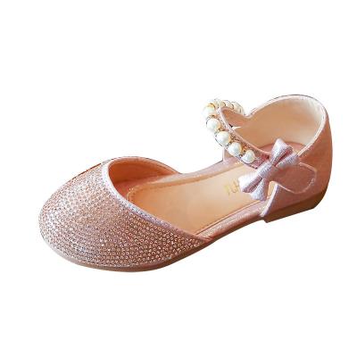 China Round Princess Dress Shoes Bridesmaids Crystal Shoes Sandals Anti Slipper Little Girls Bling for Children Kids Wedding Party Shoes for sale