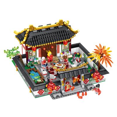 China Educational Building Toy Panlos Toy 610001 Chinoiserie DIY Assembly Toys For Children Spring Festival Creative Legoi Bricks Chil for sale