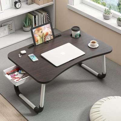 China Small foldable foldable wooden laptop table laptop bed table desk macbook stand stand with drawer for sale