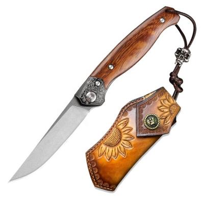 China High Quality Multi Functional Knife Austrian M390 Powder Coating SS316 Steel Black Bolster USA Sand IronWood Handle Folding Knife for sale