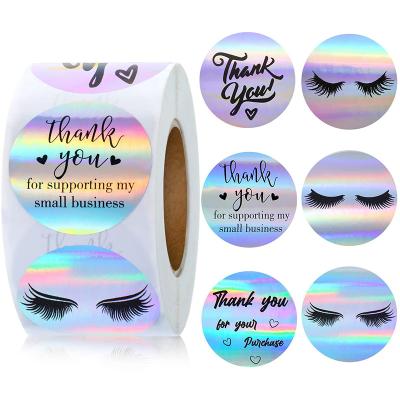 China Waterproof Hologram Logo False Eyelashes Digital Foil Cut Sheet Printing Custom Transparent Adhesive Sticker Label for sale