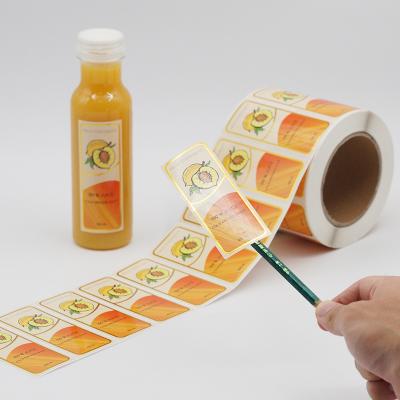 China Waterproof Custom Design Juice Label Bottle Printing Roll for sale