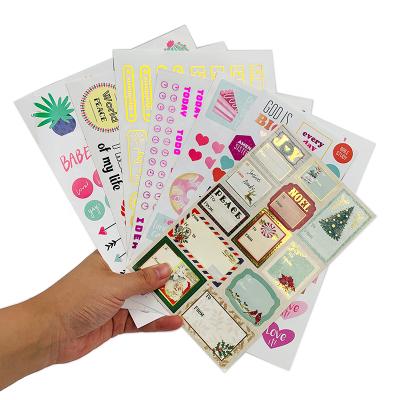 China Custom A4 A5 A6 Decorative Sticker Adhesive Sheet Planner Sticker Label Gold Foil Kiss Cut Sticker Sheet Planner Sticker For Kids for sale