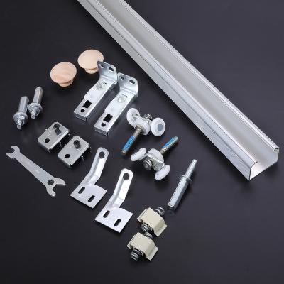 China 50 lbs Modern Sliding Barn Door Hardware Interior Wood Door Accessories Pocket Door Hardware Track Kit for sale