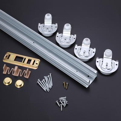 China Modern 60 Lbs 4 Zinc Roller Bypass Kit Hardware Sliding Barn Door Bypass Concealment Slding Slide Rail for sale