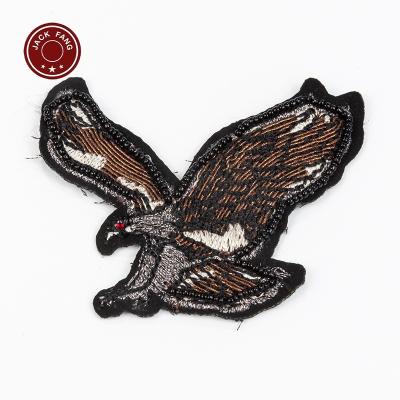 China large embroidered 3D patch custom sew iron on wholesale personalized 3D apparel rhinestone embroidered patches for sale