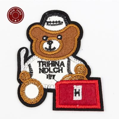 China Viable Custom Design Big Letter Teddy Bear Four Leaf Clover Chenille Patches for sale