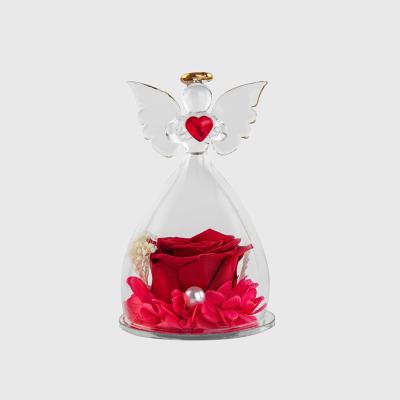 China Valentine's Day Valentine Gifts Immortal Flower Angel Preserved Rose In Glass Dome for sale