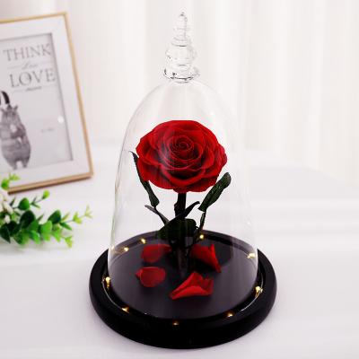 China 2022 Environmental Protection New Product Green Rose Preserved Flower Mother's Day Gift Handmade Rose in Glass Dome for sale