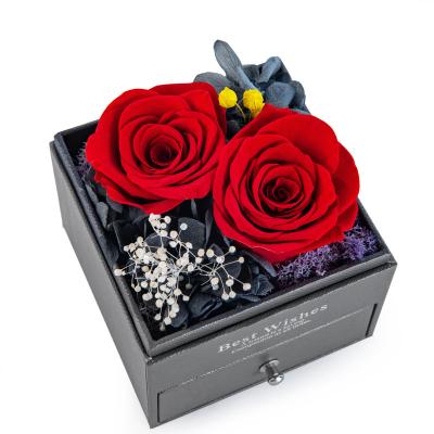 China 3 Years Gift Preserved Flower Box Valentine Wholesale Preserved Rose Jewelry Gift Box Mothers Day Gifts for sale