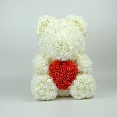 China Green Hot Sale 25cm Foam Teddy Bear Rose Bear Flower PE Artificial Bear Environmental Protection for sale