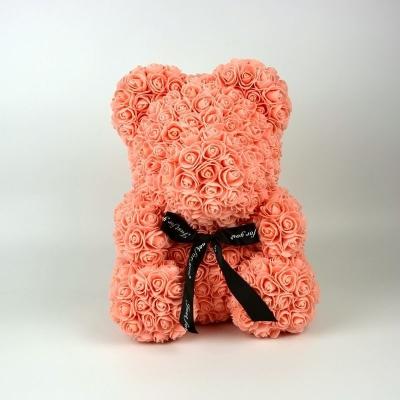 China Durable Romantic Pink Rose Bear 40cm PE Teddy Bear For Valentine Gifts for sale