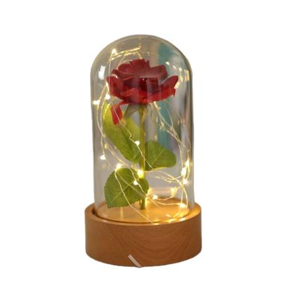 China Real Rose Lighted Artificial Silk Preserved Romantic Rose Preserved LED Flower Light Rose Eternal Love Mothers Day Gifts for sale