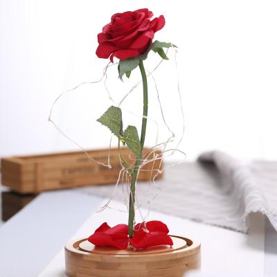 China Direct Selling Beautiful Colorful Plant Lit Colorful Flower Light Rose LED Battery Operated Potted Plants Preserved Lamp Rose Eternal Love for sale