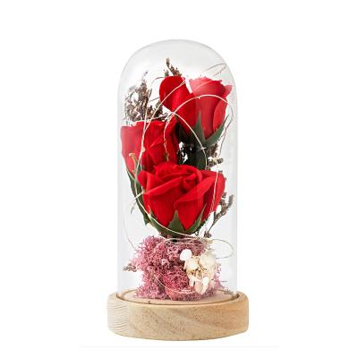 China Durable Valentine's Day Artificial Rose Heads Box Rose Flowers Soap For Women Girlfriend for sale