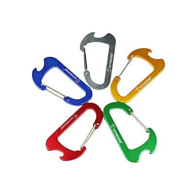 China Outdoor sports viable custom printing aluminum alloy carabiner wine beer bar promotional bottle opener for sale