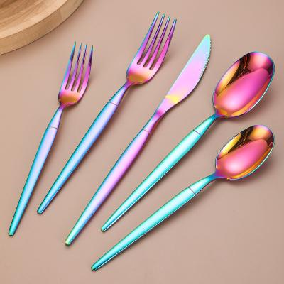 China Hot Sale Disposable Western Spoon For Restaurant Hotel 24PCS Gold Wedding Cutlery Set for sale