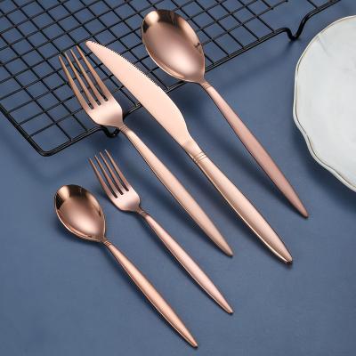 China Amazon Disposable Popular Fine Promotion Amazon Dinnerware Set Rustic Rose Gold Spoon Set for sale